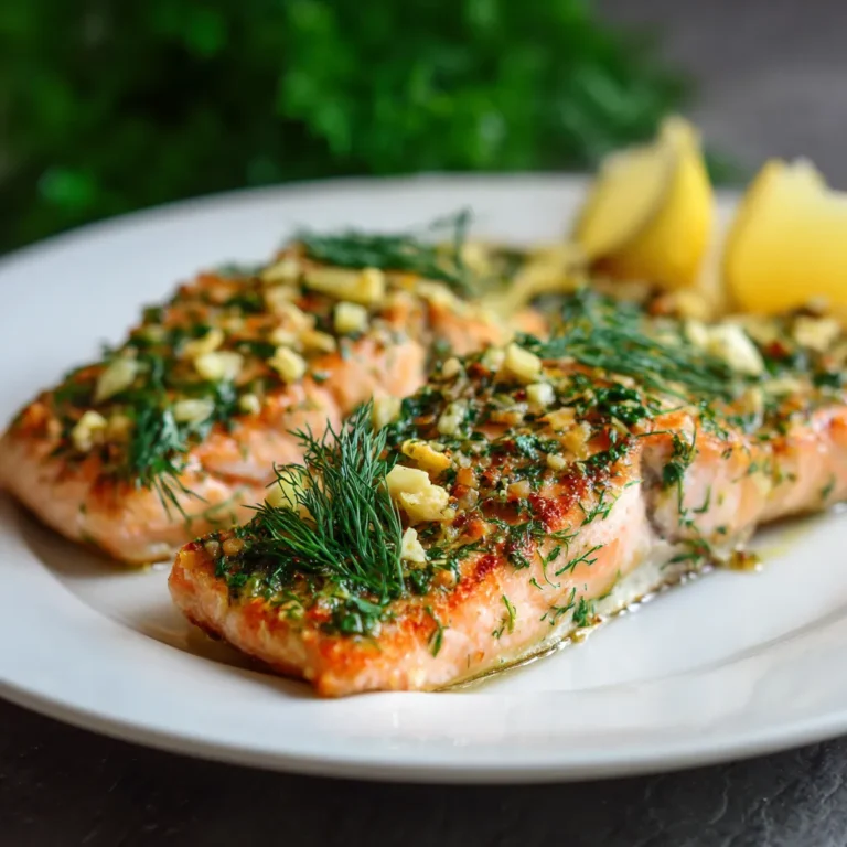 Baked Salmon Recipe with Garlic and Dill