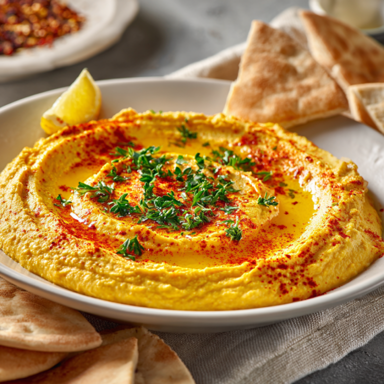 Golden Hummus Recipe with Turmeric and Lemon