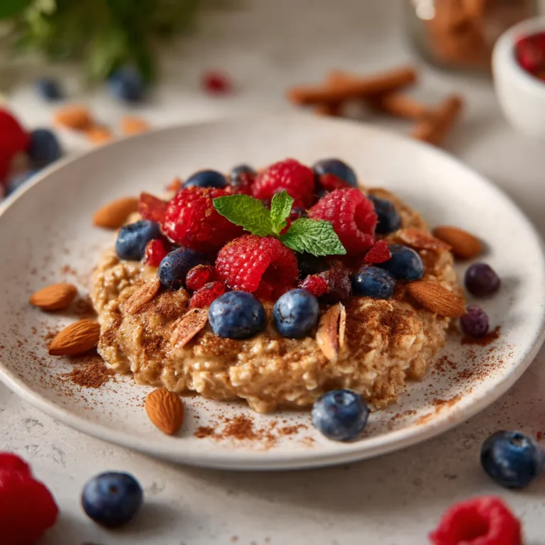 Spiced Oatmeal Recipe with Almond Butter and Berries