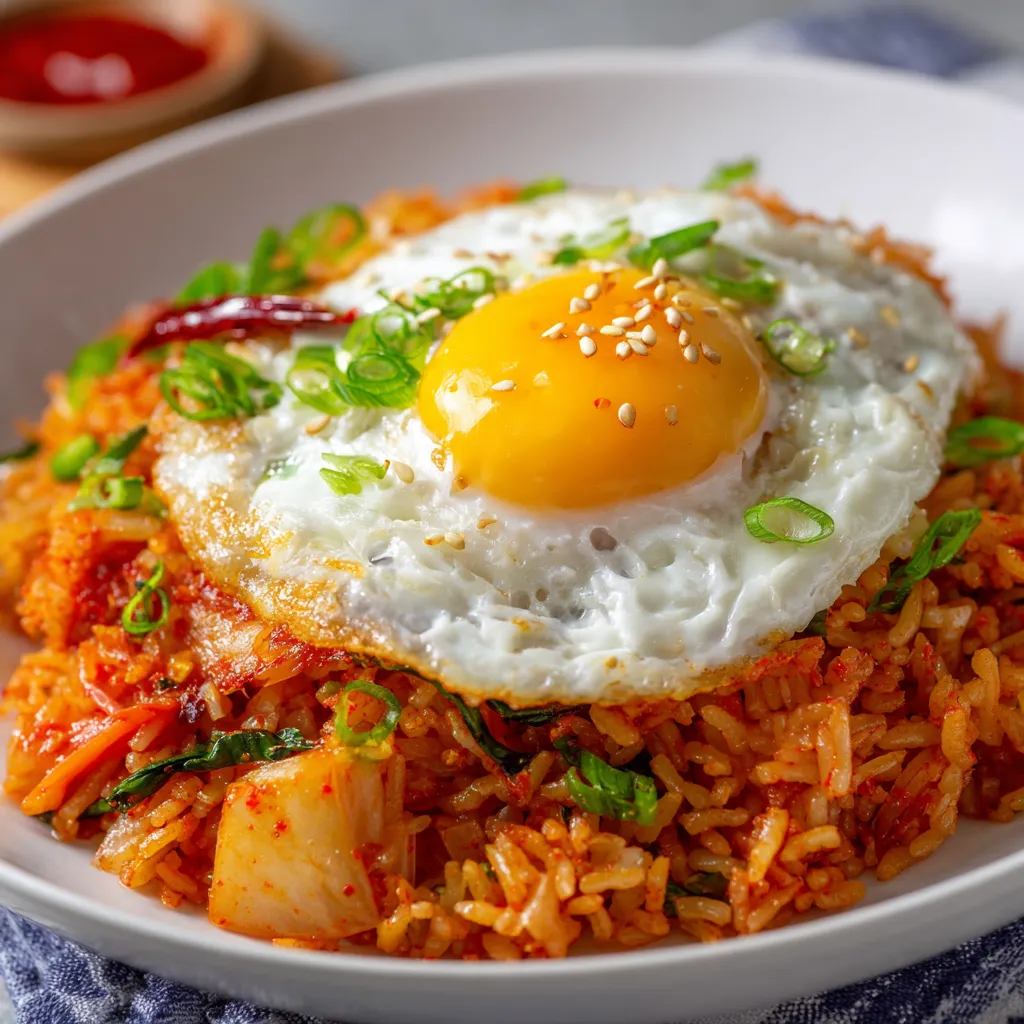 Kimchi Fried Rice Recipe – Easy & Delicious 5 A chef stirring kimchi fried rice in a hot skillet