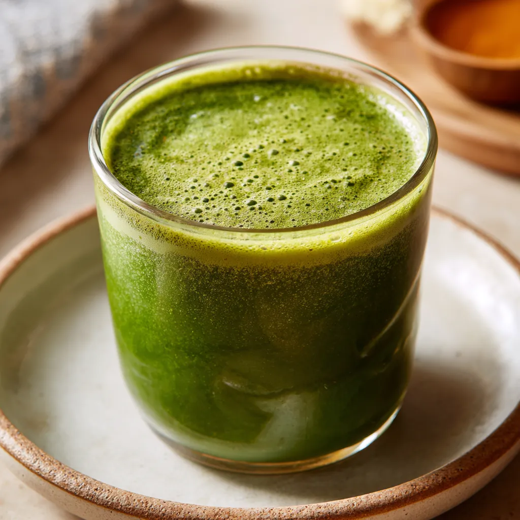 Green Detox Smoothie Recipe For Inflammation Relief Power Up 2 Green detox smoothie in a glass with fresh ingredients