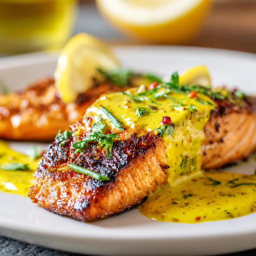 Salmon fillets grilling on a barbecue