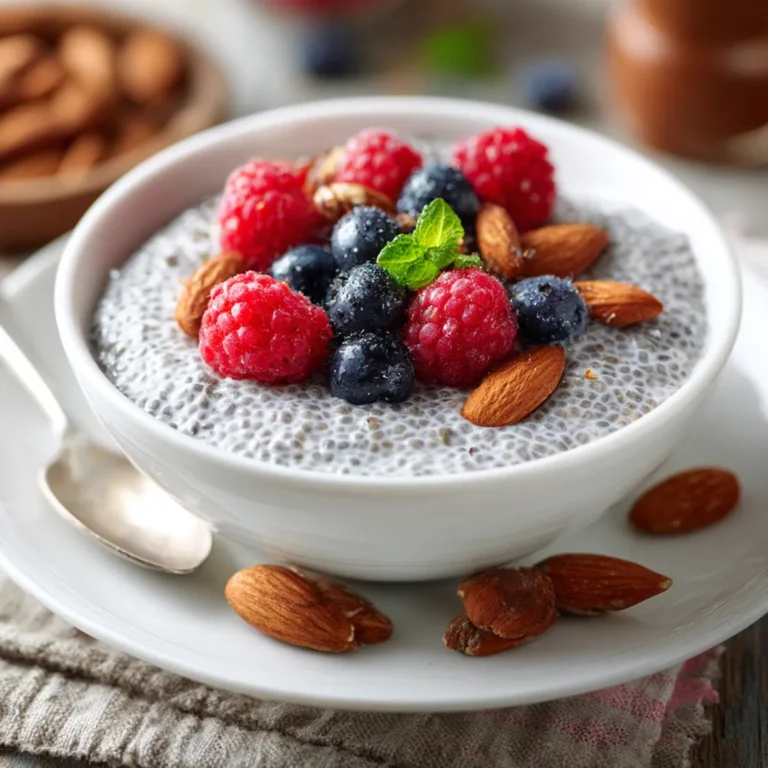 Chia Seed Pudding with Almonds and Fresh Berries