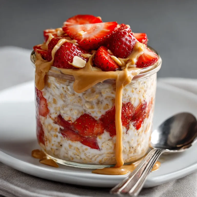 Overnight Oats with Peanut Butter and Strawberries