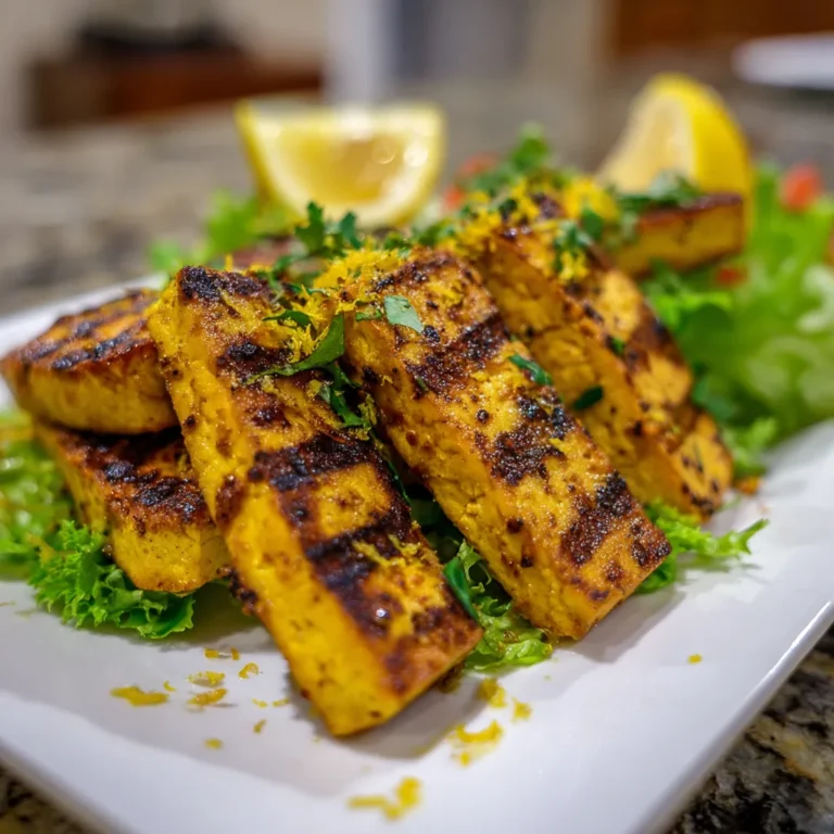 Turmeric Infused Grilled Tofu with Lemon Zest
