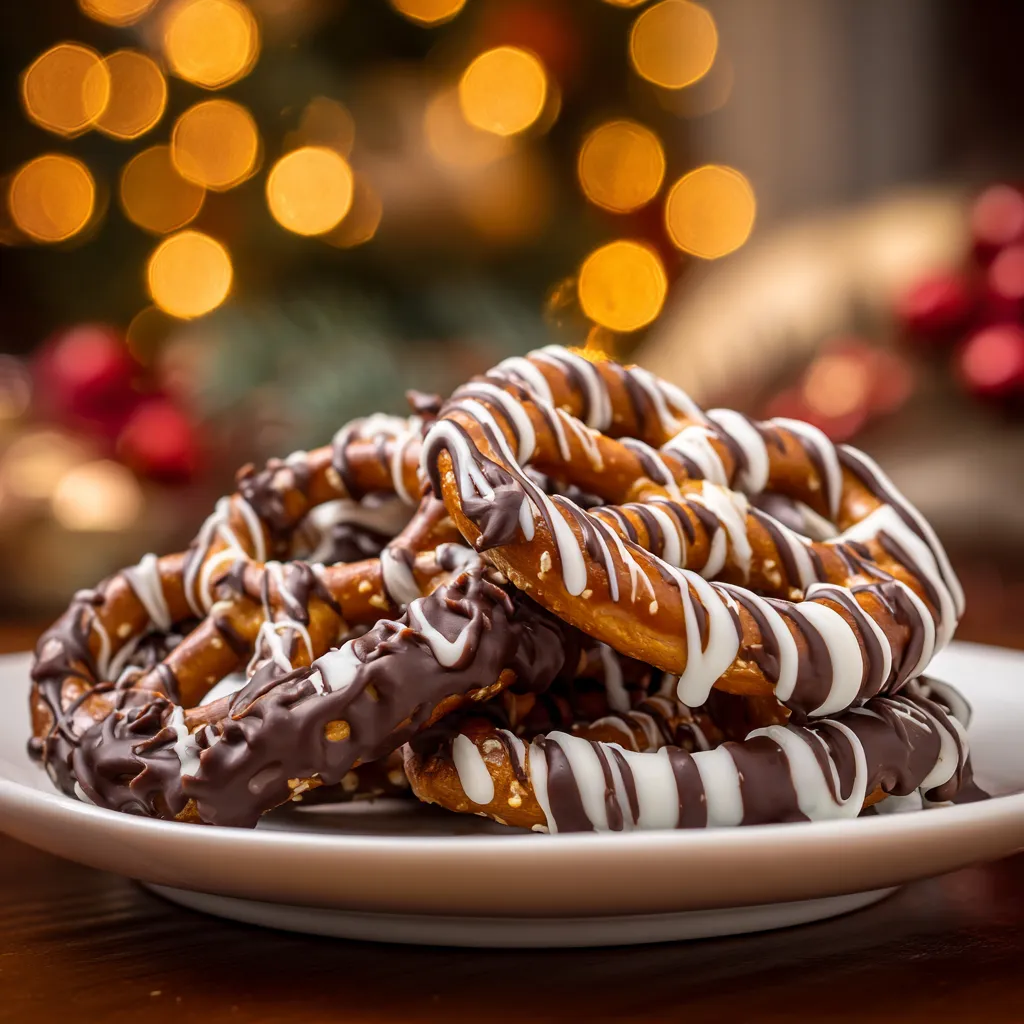 Chocolate-Dipped Pretzels Christmas
